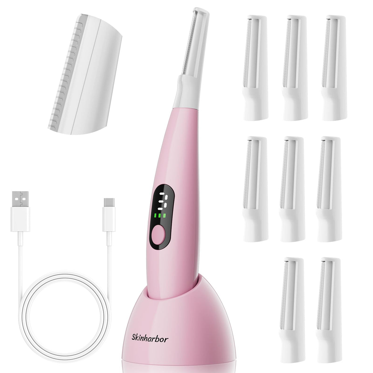Skinharbor front view showing device and multiple blades for precise exfoliation benefit