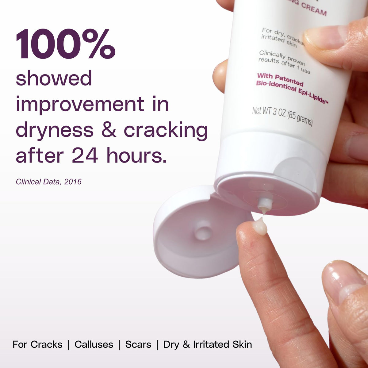 SkinIntegra cream texture close-up demonstrating lightweight, fast-absorbing consistency