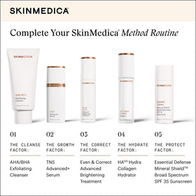 SkinMedica in bathroom setting illustrating daily skincare routine