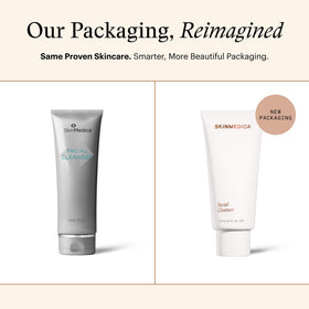 SkinMedica cleanser dispensing foam from pump demonstrating easy application and controlled usage