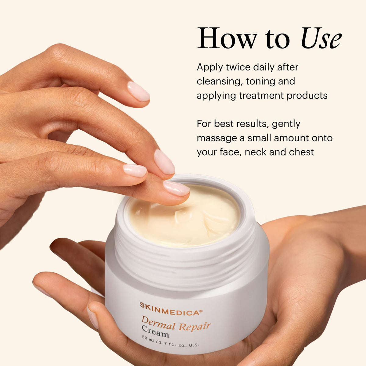 SkinMedica product applied on hand demonstrating smooth absorption benefit