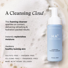 SkinMedica foam texture on fingertips demonstrating rich hydration and gentle cleanse