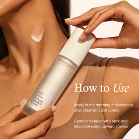 SkinMedica décolleté before and after illustration showing improved tone