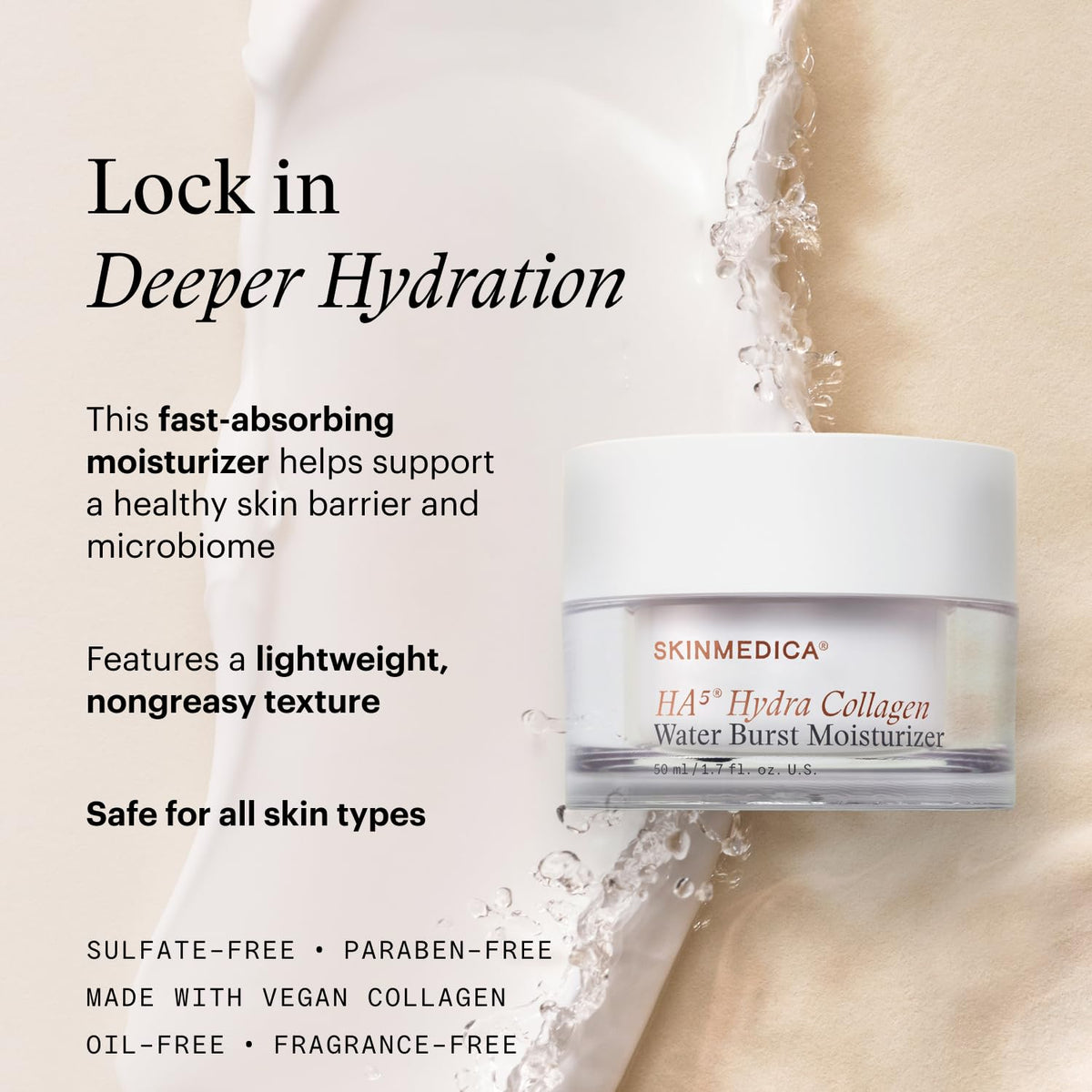 SkinMedica open jar with gel-cream texture showing hydration