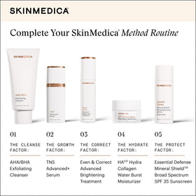SkinMedica moisturizer being smoothed onto skin for dewy finish