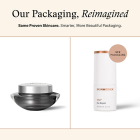 SkinMedica jar opened to reveal creamy texture for smooth, hydrating application
