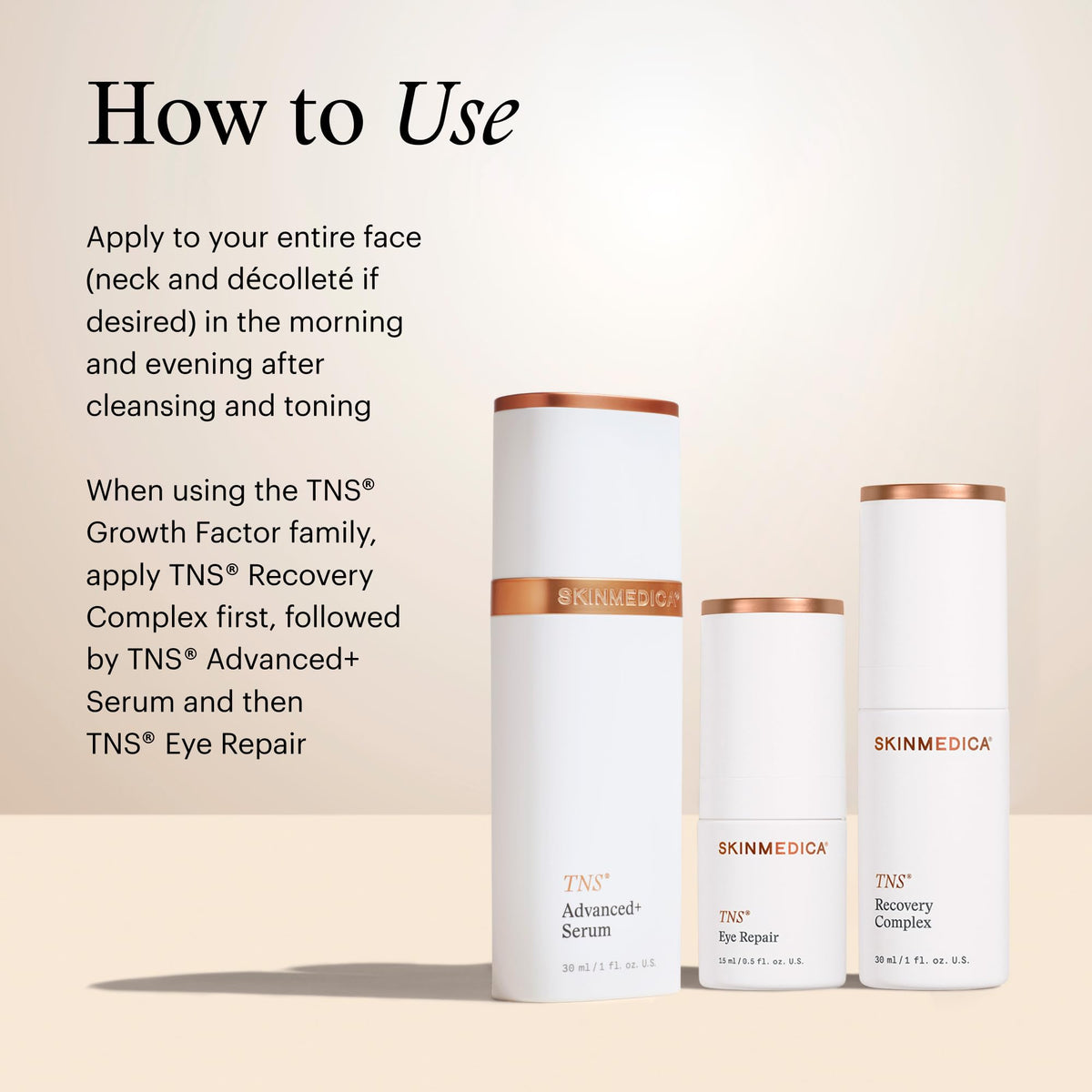 SkinMedica TNS Recovery Complex paired with TNS Advanced+ Serum illustrating complementary use