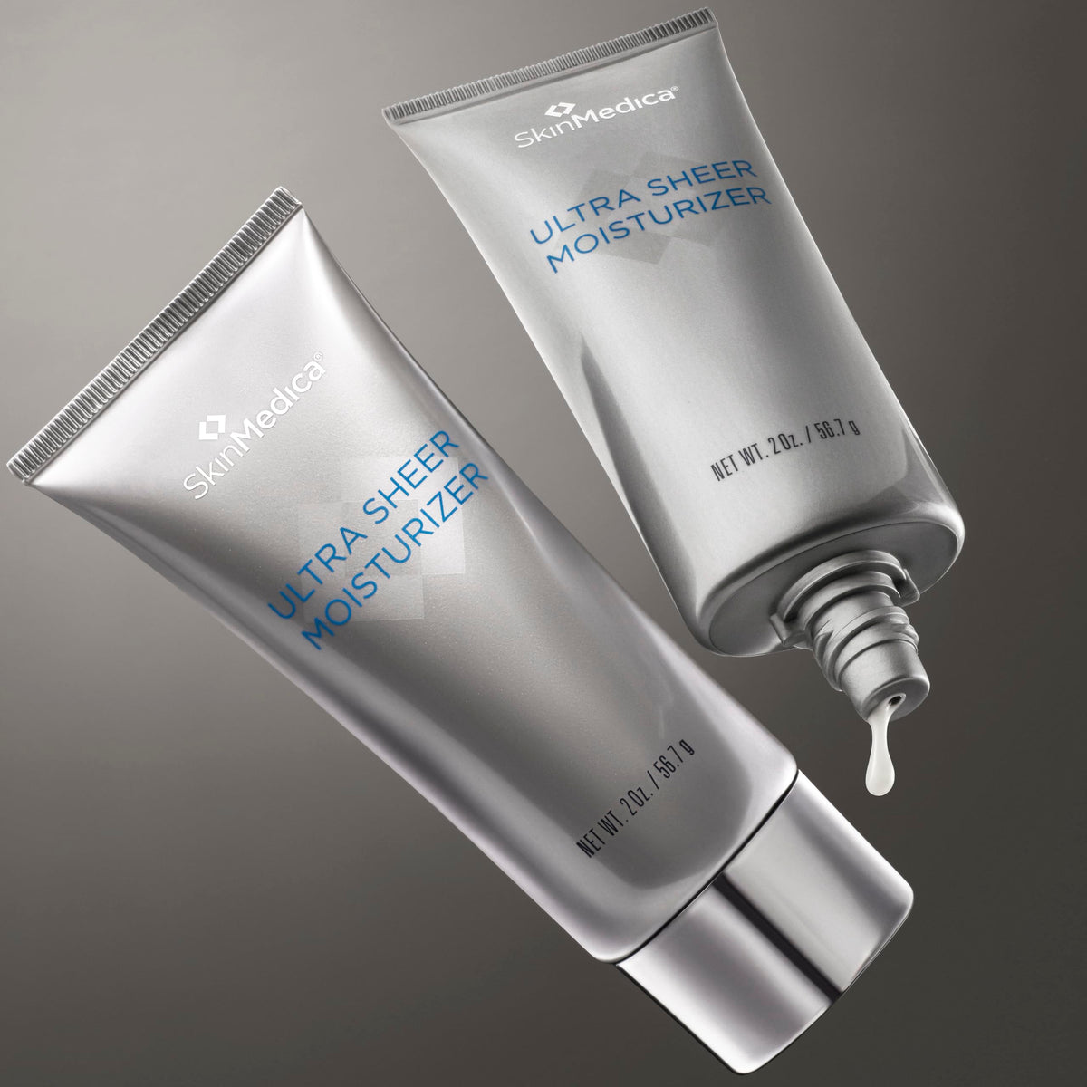 SkinMedica jar on a bathroom shelf staged with skincare to show everyday routine compatibility