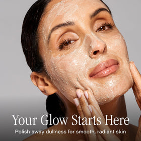 SKINN close-up of scrub texture with microcrystals visible, emphasizing exfoliating power