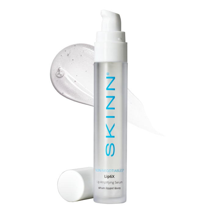 SKINN Lip6X front packaging showing bottle and logo, conveys premium care