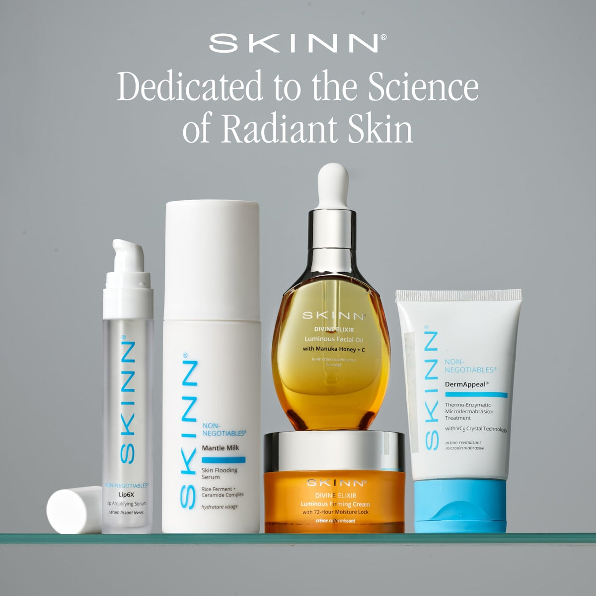 SKINN Lip6X product label and ingredients, communicates peptide-powered formula