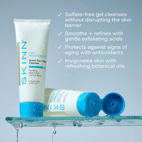 SKINN dispensed into hand demonstrating easy pump use and controlled amount