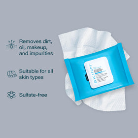 SKINN close-up texture of wipe demonstrating soft cloth and gentle exfoliation