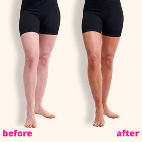 Skinny Tan before and after forearm showing natural medium bronze