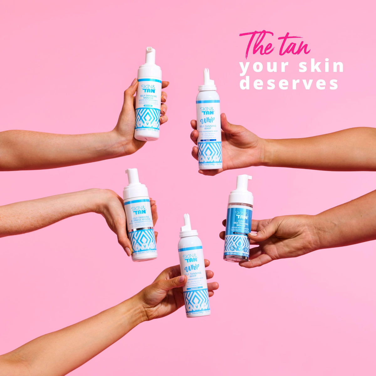 Skinny Tan ingredients display with aloe and guarana for hydrated skin