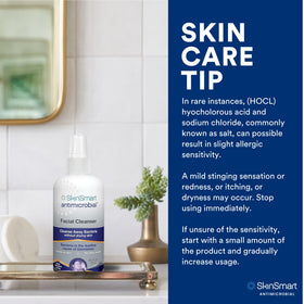 SkinSmart ingredient panel close-up showing hypochlorous formula information