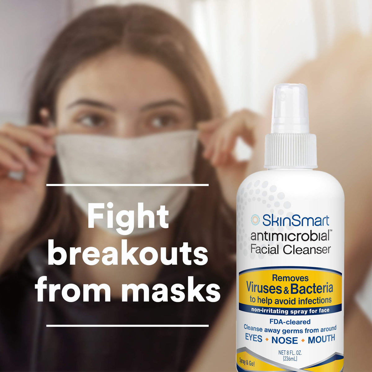 SkinSmart Antimicrobial nozzle close-up demonstrating fine mist for gentle, even coverage