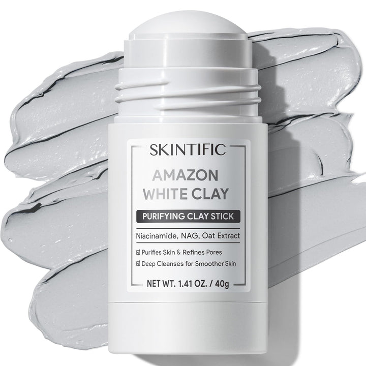 SKINTIFIC front view of clay mask stick showing compact packaging and convenience