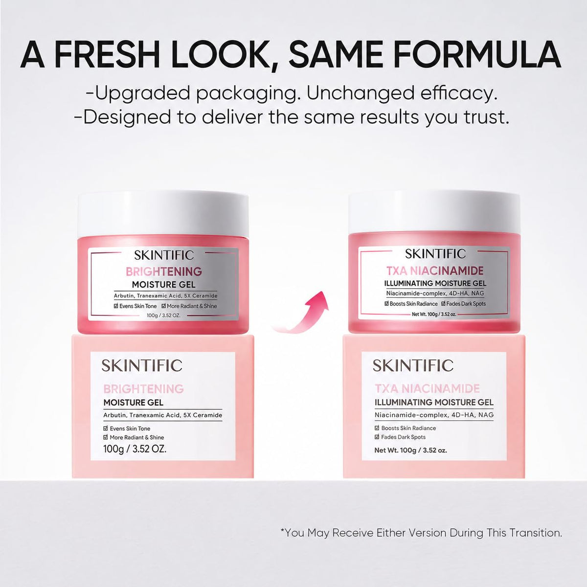 SKINTIFIC illustrative before and after skin tone improvement with consistent use