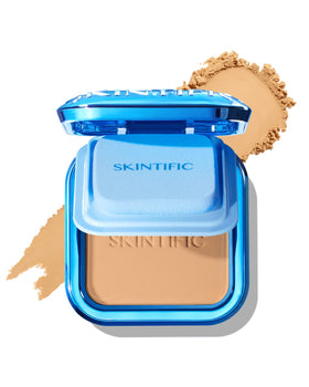 SKINTIFIC front compact showcasing clean packaging and travel-ready benefit