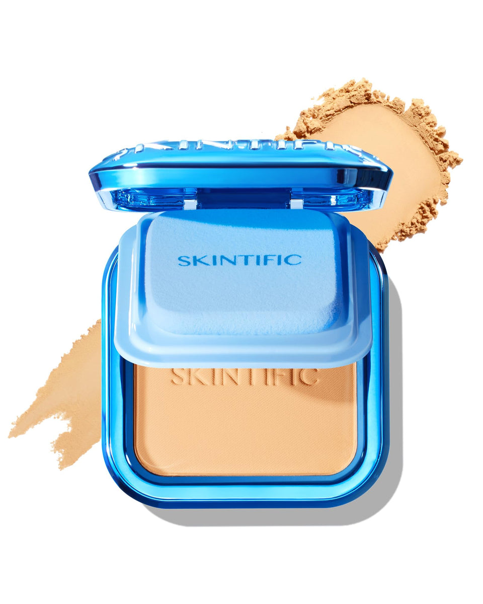 SKINTIFIC compact front view showing sleek packaging and travel-ready convenience