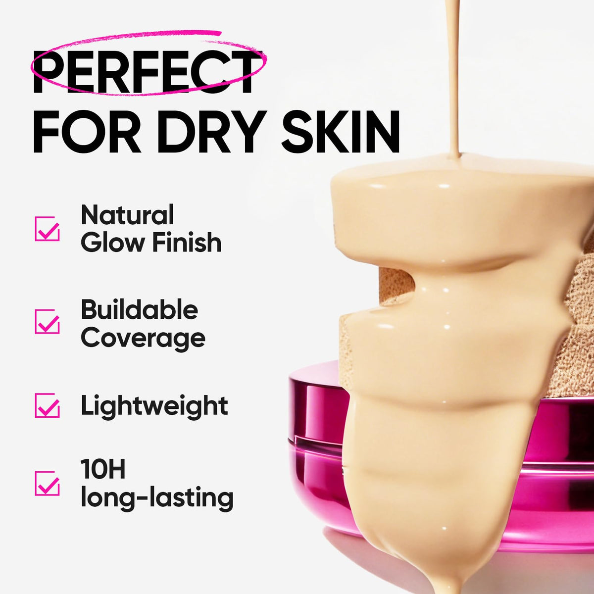 SKINTIFIC open compact with applicator showing convenient refillable use benefit