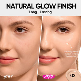 SKINTIFIC formula close-up showing smooth cushion texture and easy blend benefit
