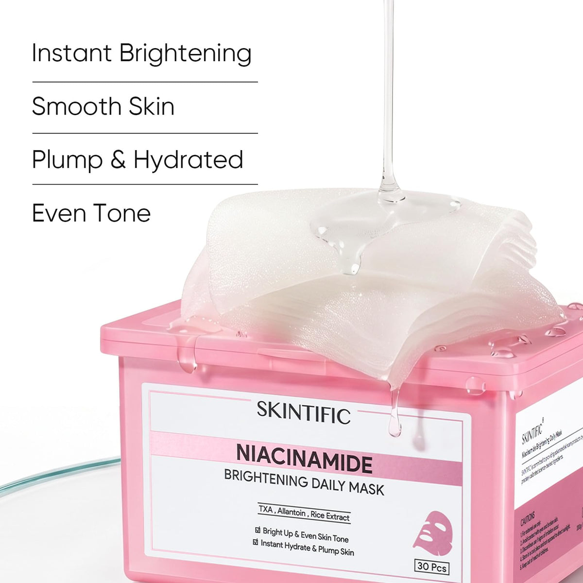 SKINTIFIC sheet mask beside skincare on vanity suggesting daily routine ease