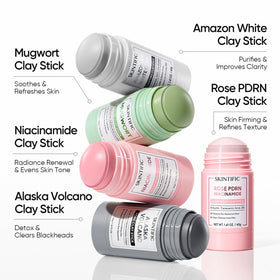 SKINTIFIC clay stick in travel pouch, convenient on-the-go treatment