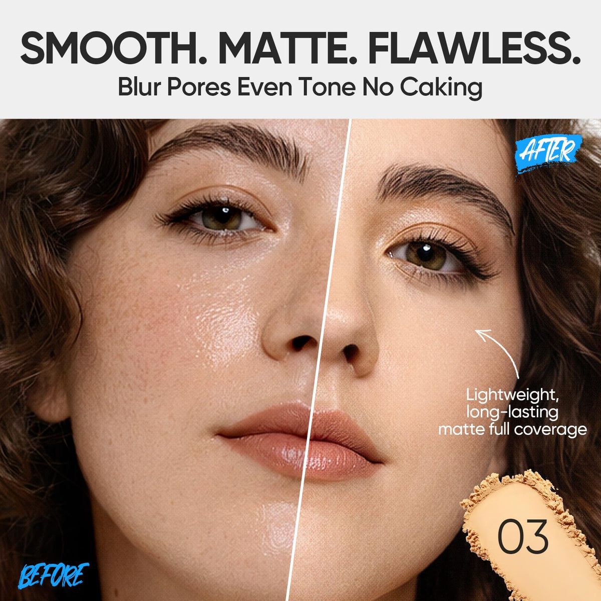 SKINTIFIC open compact revealing pressed foundation pan and smooth surface for easy application
