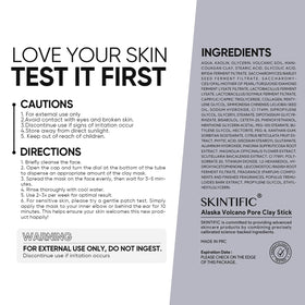 SKINTIFIC close-up of creamy volcanic clay texture showing smooth, easy-to-apply consistency