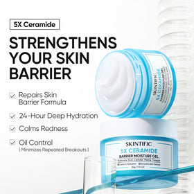 SKINTIFIC gel texture close-up demonstrating lightweight, fast-absorbing hydration