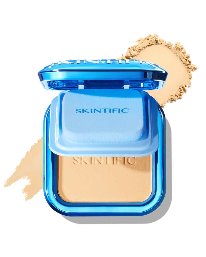 SKINTIFIC compact front packaging showing brand and sleek design benefit portability