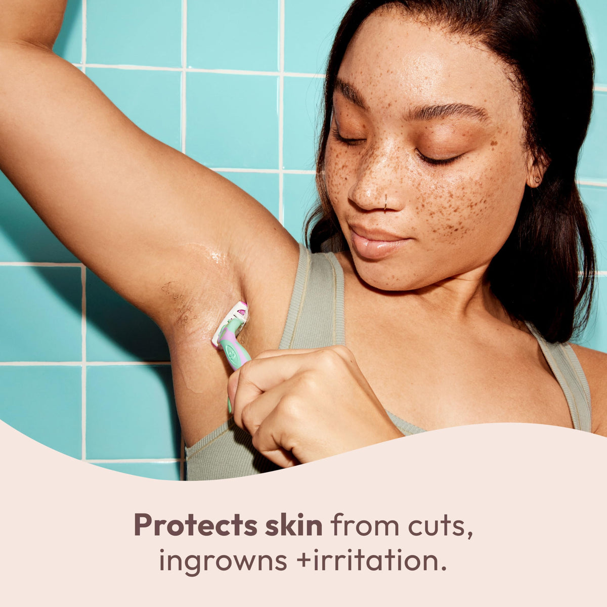 Skintimate used in shower demonstrating safe full-body use benefit