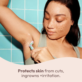 Skintimate used in shower demonstrating safe full-body use benefit