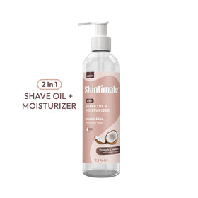 Skintimate pump and cap detail highlighting easy dispensing benefit