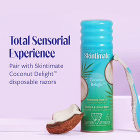 Skintimate gel in use on leg showing smooth shave and hydration