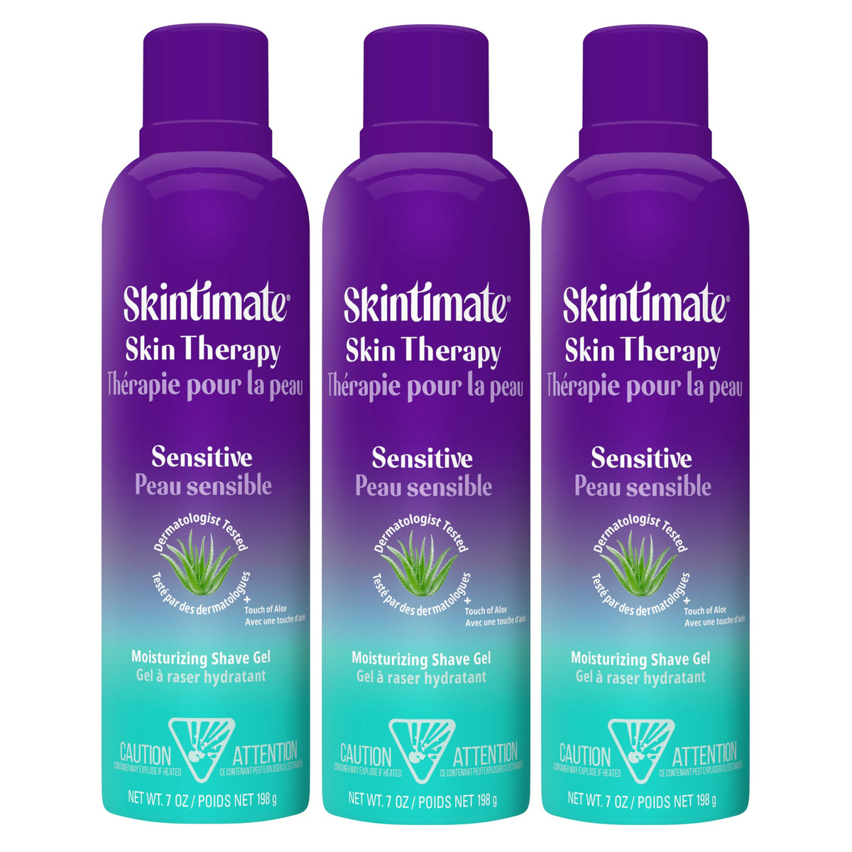 Skintimate front can packaging showing label and 3-pack convenience