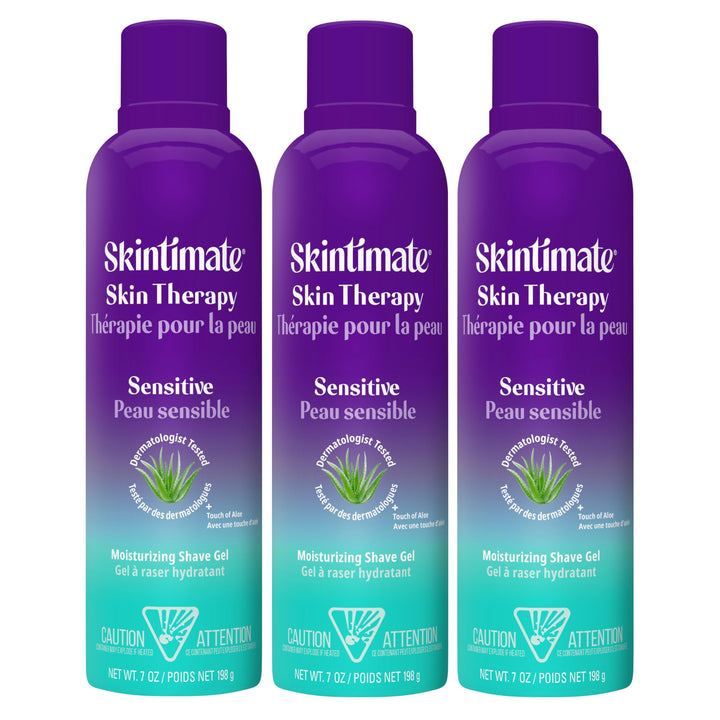 Skintimate front can packaging showing label and 3-pack convenience