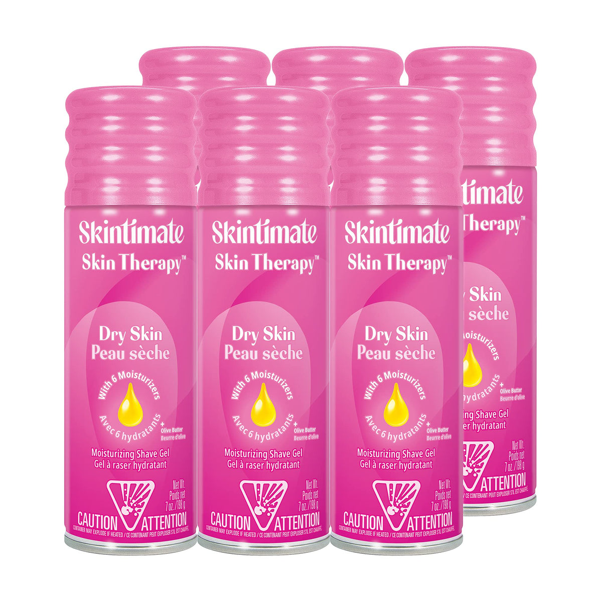Skintimate front packaging showing label and 6-pack benefit for confident shaving