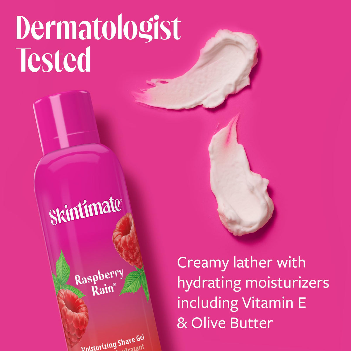 Skintimate raspberry rain close-up of creamy lather demonstrating smooth razor glide