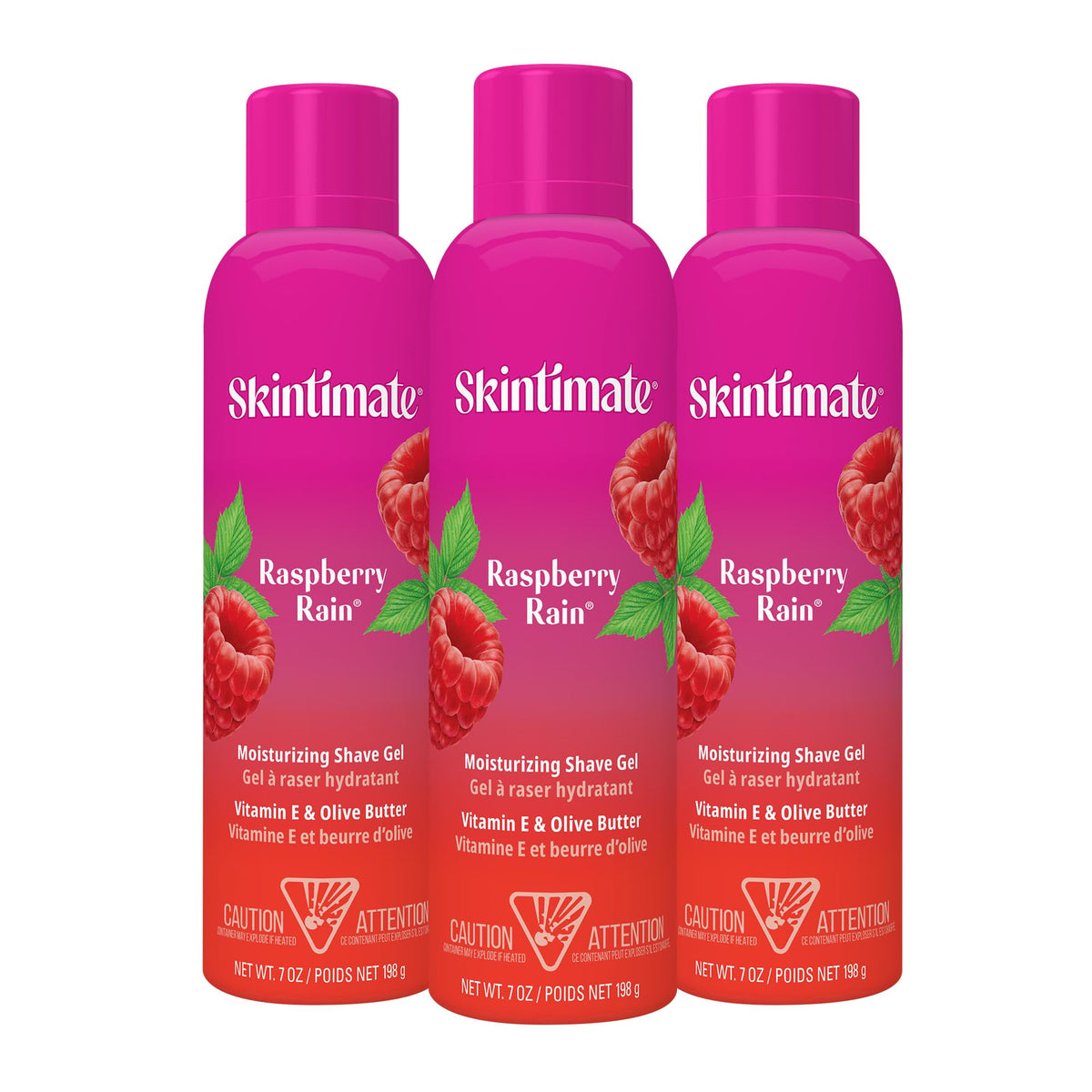 Skintimate raspberry rain front packaging showing can and branding for easy identification