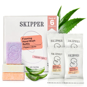 Skipper front packaging showing compostable pack and variety fragrances