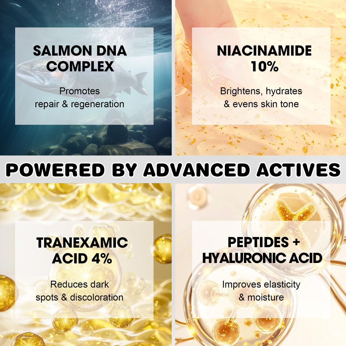 SKSOYT salmon DNA bottle label close-up showing ingredients and quality