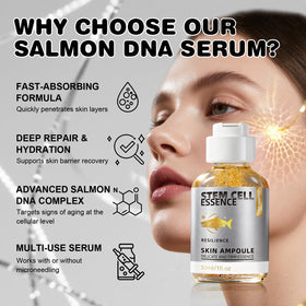 SKSOYT salmon DNA serum texture close-up highlighting lightweight absorbency
