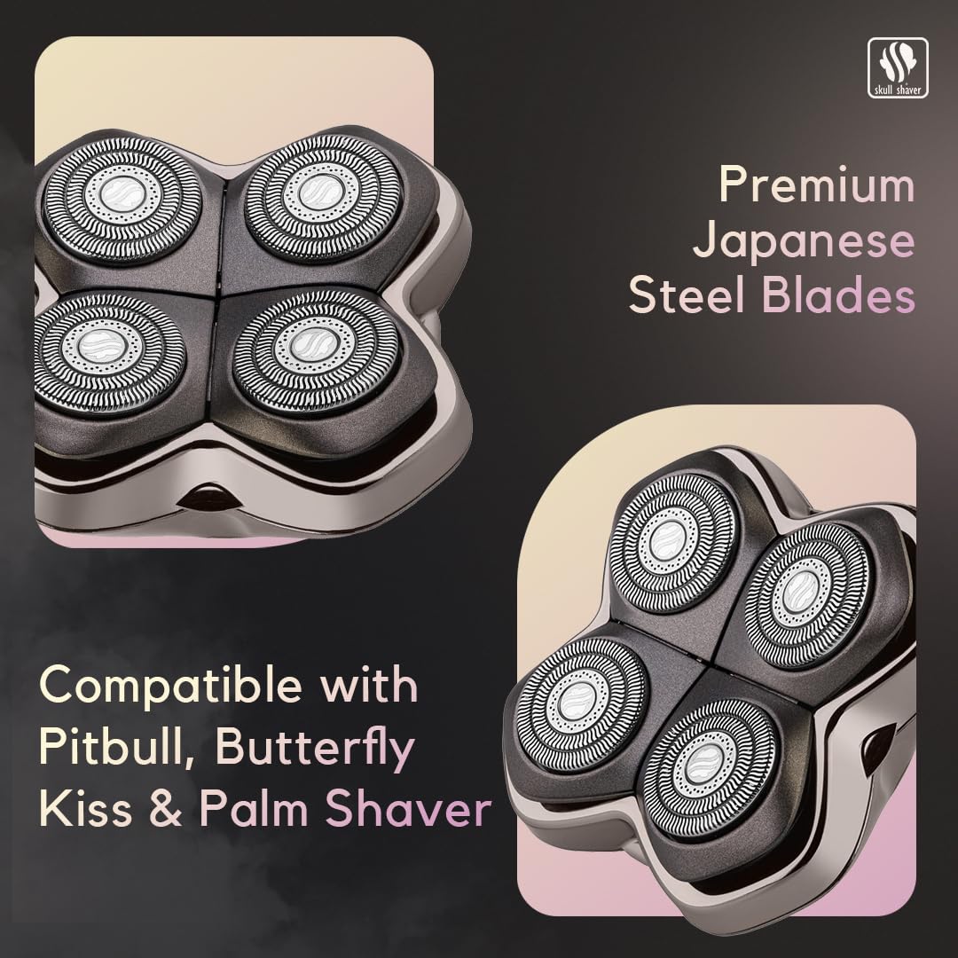Skull Shaver in-use on scalp illustrating smooth coverage and time savings