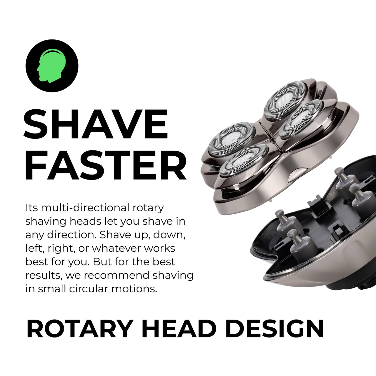 Skull Shaver assembled rotary heads displaying precise cutter alignment and coverage