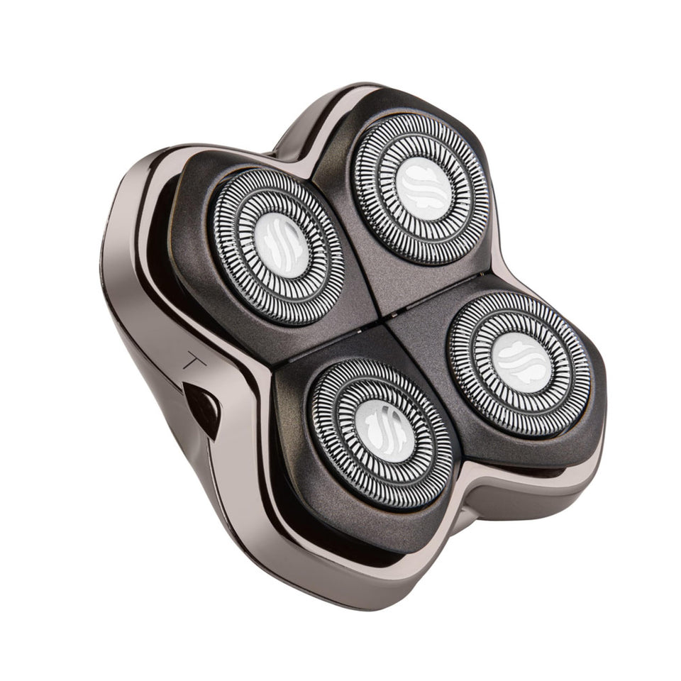 Skull Shaver Forte PRO front view showing four rotary heads for close shaving