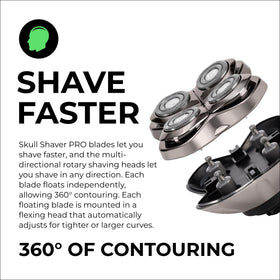 Skull Shaver Forte PRO side profile illustrating slim rotary head design for contouring