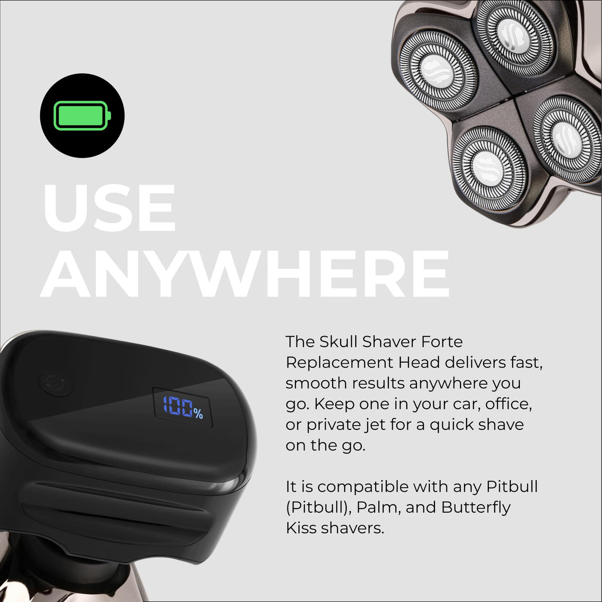 Removing Skull Shaver Forte PRO head to show quick-release maintenance benefit